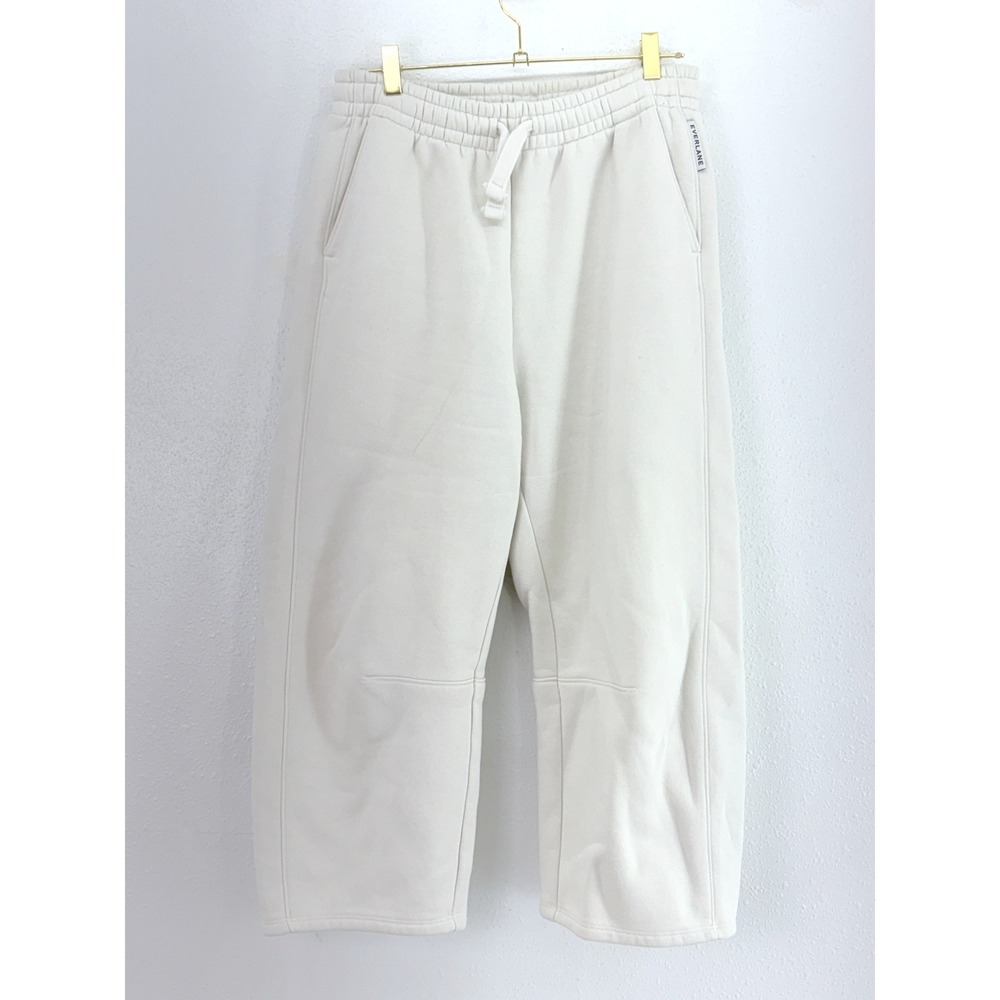Everlane Track Wide-Leg Sweatpants Cream Off-White French Terry Size M